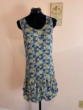 Designer Boho Chic Silk Bubble Hem Multicolor Mini Dress Richard Chai Love Sz 6